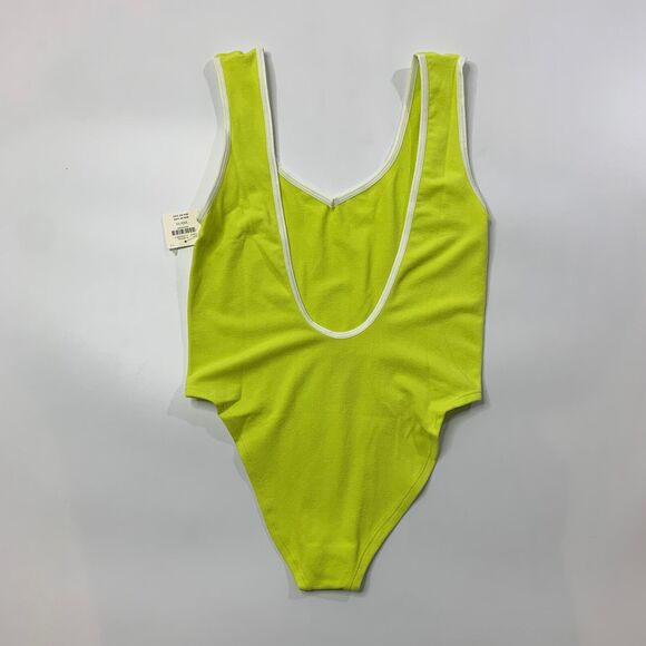 Anthropologie Bodysuit Women XXS 2XS Acid Lime Low Back Seamless Sweetheart - Picture 3 of 11